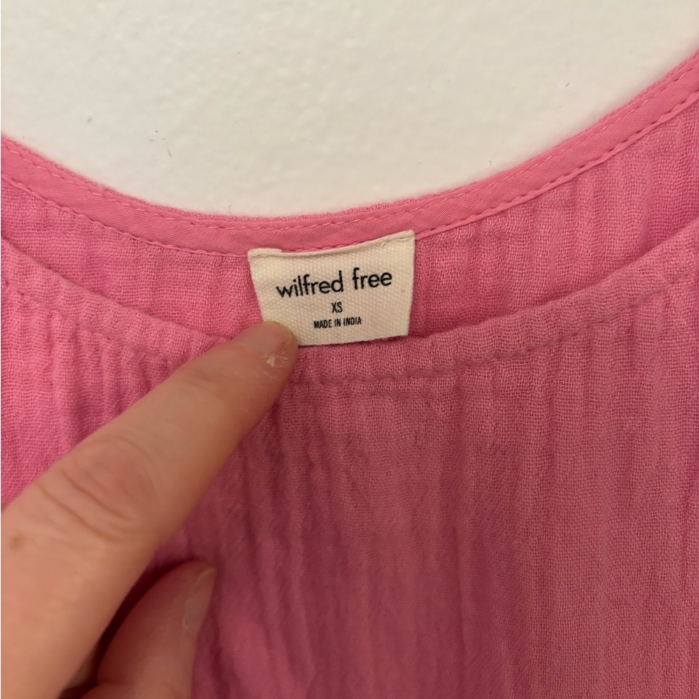 Aritzia Wilfred Free Pink Firefly Midi Dress Tiered Organic Cotton size xs - Picture 3 of 4